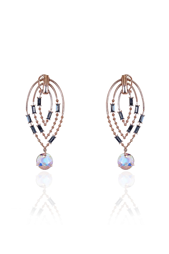 White Rhodium Finish Swarovski Crystal Dangler Earrings by ESME at Pernia's Pop Up Shop