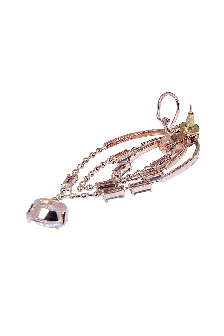 White Rhodium Finish Swarovski Crystal Dangler Earrings by ESME at Pernia's Pop Up Shop