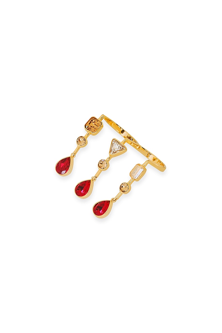White Rhodium Finish Red Swarovski Crystal Ring by ESME at Pernia's Pop Up Shop