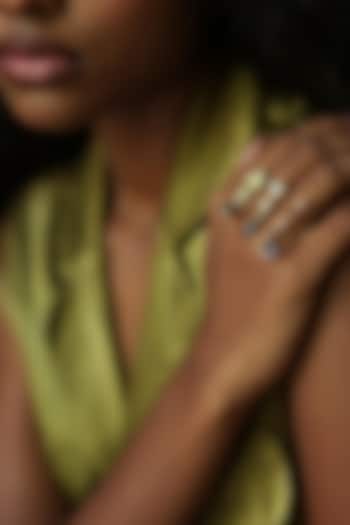 White Rhodium Finish Purple Swarovski Crystal Ring by ESME at Pernia's Pop Up Shop