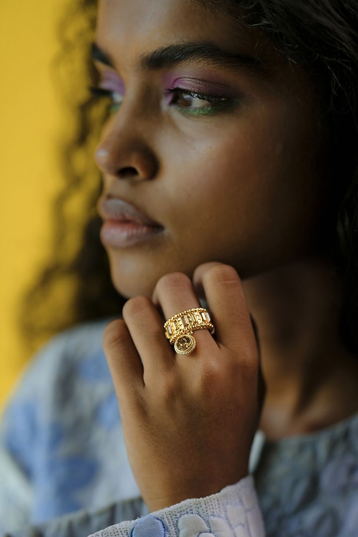 White Rhodium Finish Purple Swarovski Ring by ESME at Pernia's Pop Up Shop