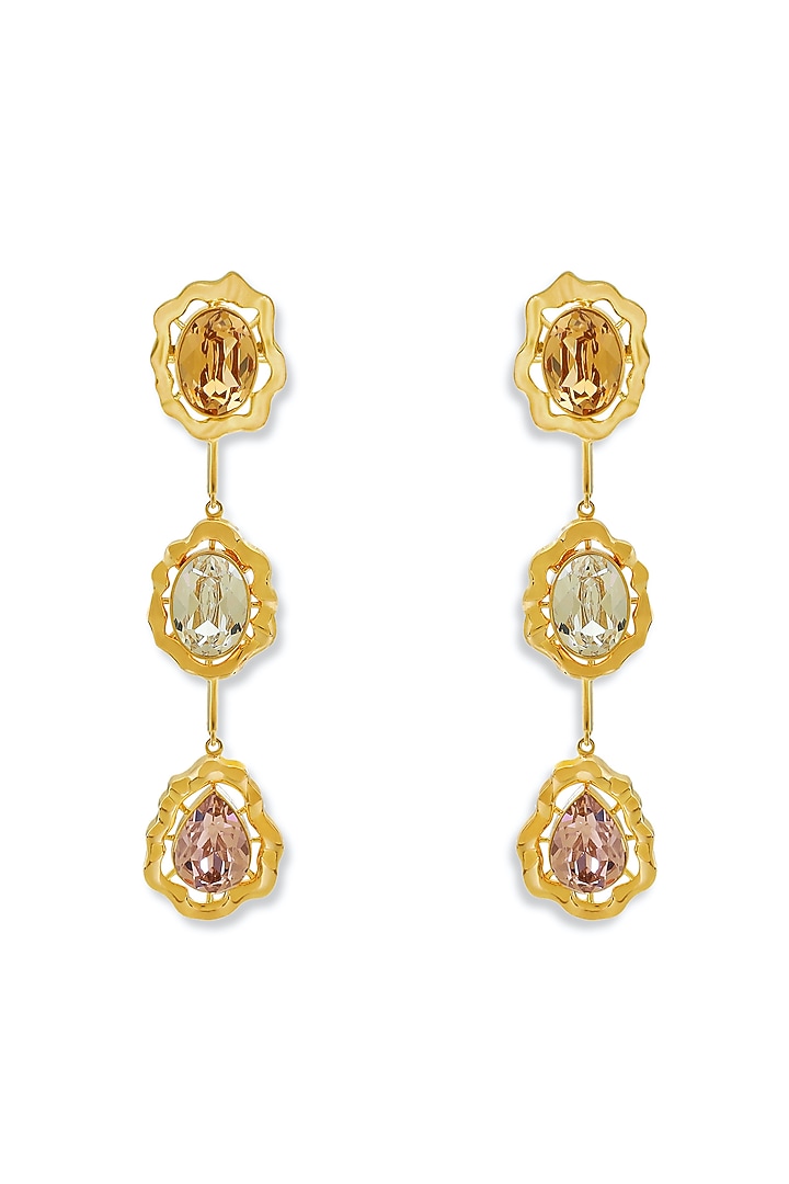 White Rhodium Finish Swarovski Dangler Earrings by ESME at Pernia's Pop Up Shop