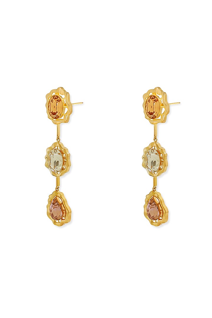 White Rhodium Finish Swarovski Dangler Earrings by ESME at Pernia's Pop Up Shop