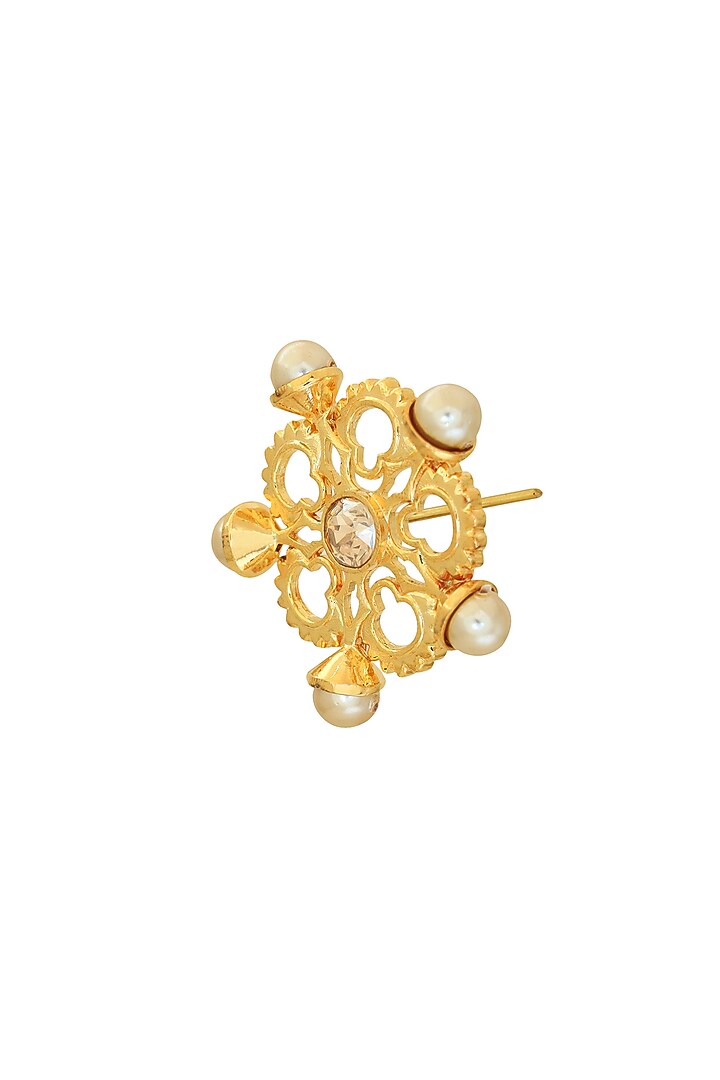 White Rhodium Finish Swarovski Crystal & Pearl Stud Earrings by ESME at Pernia's Pop Up Shop