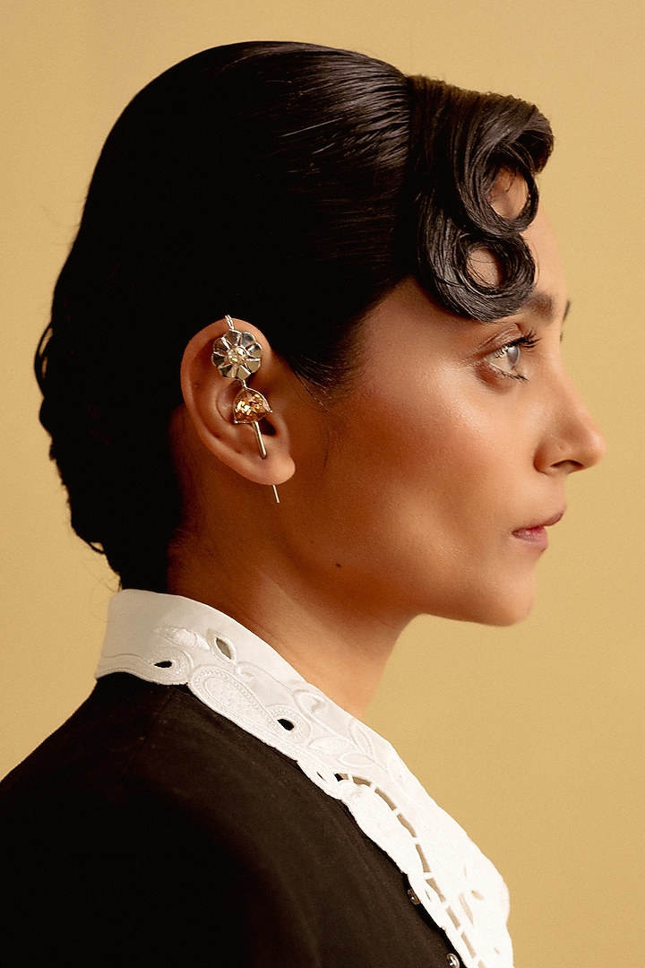 White Finish Pink Swarovski Crystal Needle Style Dangler Earrings by ESME at Pernia's Pop Up Shop
