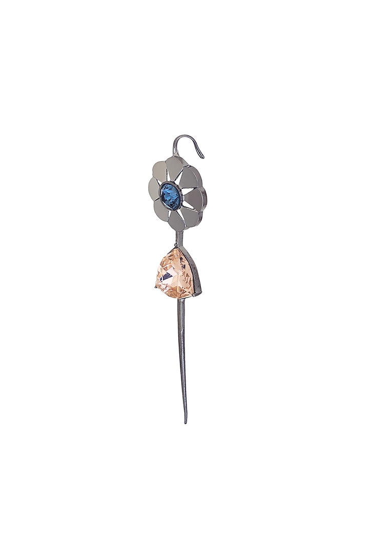 White Finish Pink Swarovski Crystal Needle Style Dangler Earrings by ESME at Pernia's Pop Up Shop