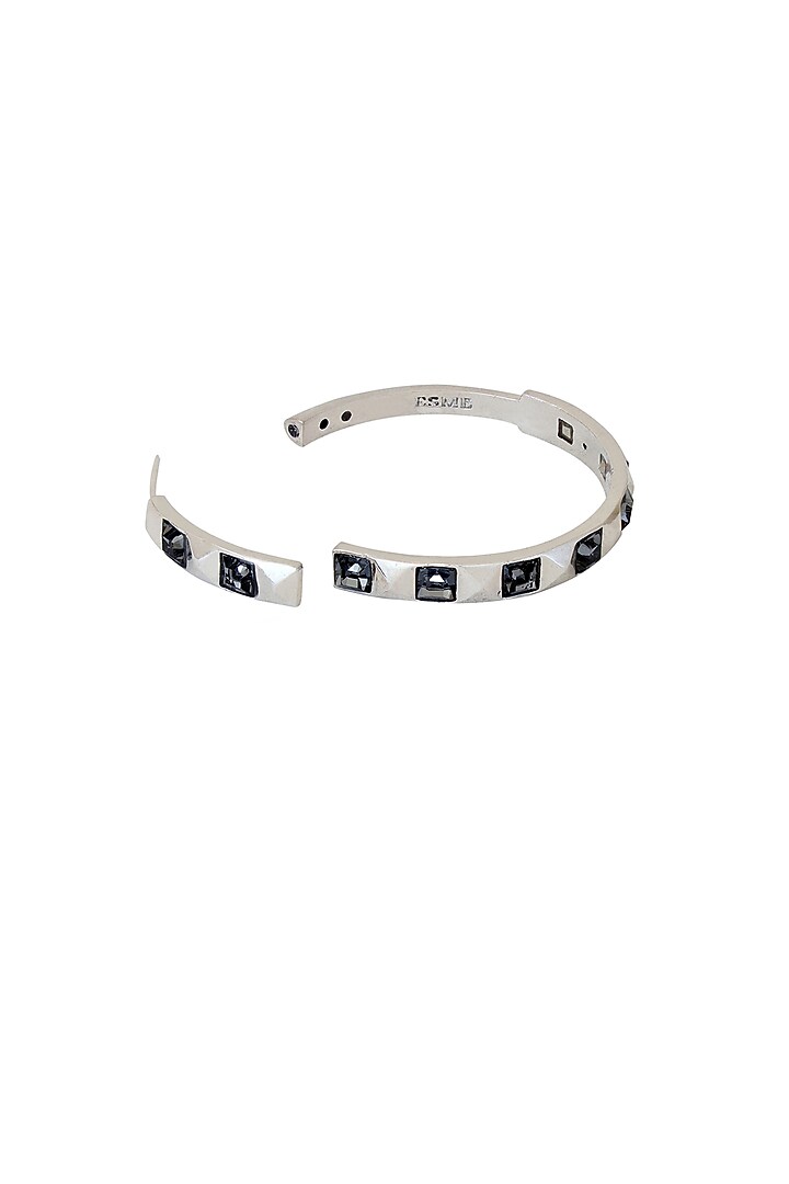 White Rhodium Finish Swarovski Hoop Earrings by ESME at Pernia's Pop Up Shop