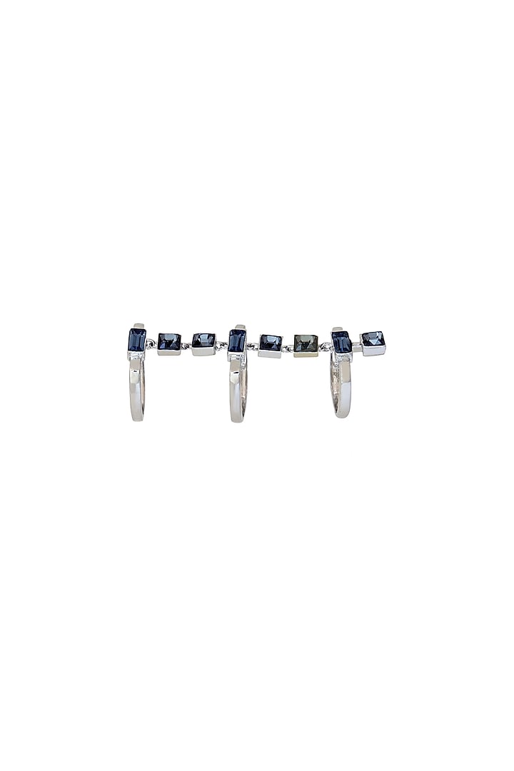 White Finish Baguette Blue Swarovski Ring by ESME at Pernia's Pop Up Shop