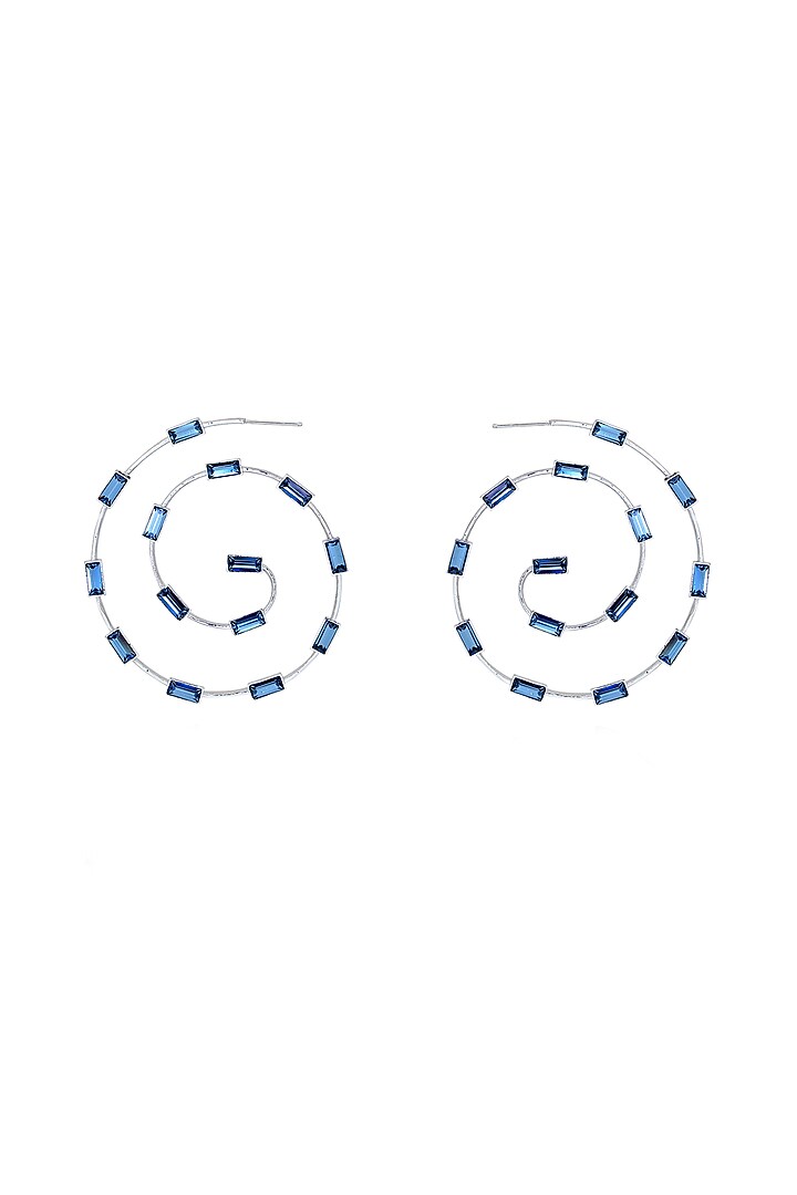 Black Rhodium Finish Baguette Swarovski Crystal Hoop Earrings by ESME at Pernia's Pop Up Shop