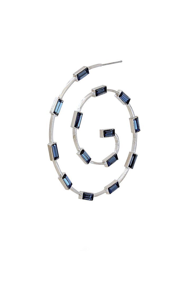 Black Rhodium Finish Baguette Swarovski Crystal Hoop Earrings by ESME at Pernia's Pop Up Shop