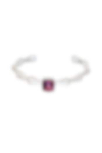 White Finish Pink Cushion Cut Swarovski Stone Bracelet by ESME