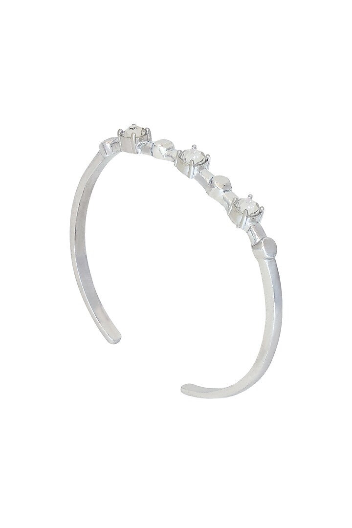 White Finish Grey Swarovski Stone Kada by ESME at Pernia's Pop Up Shop