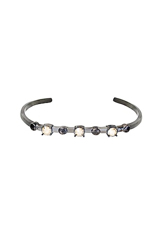 Black Rhodium Finish Gold Swarovski Stone Kada by ESME