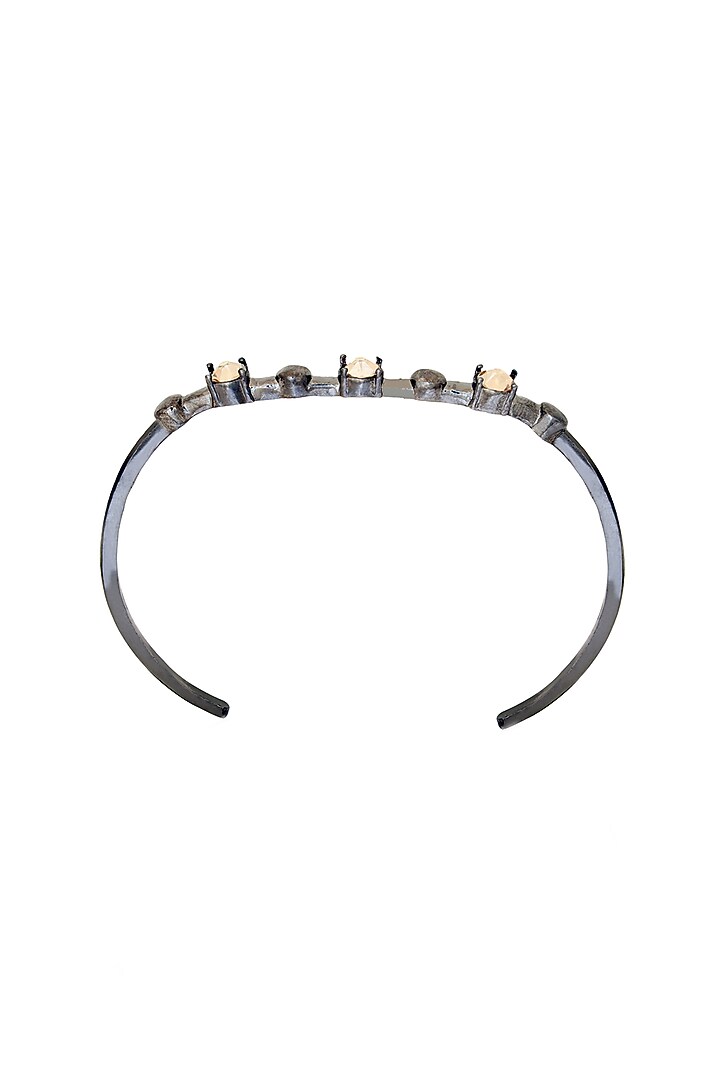 Black Rhodium Finish Gold Swarovski Stone Kada by ESME at Pernia's Pop Up Shop