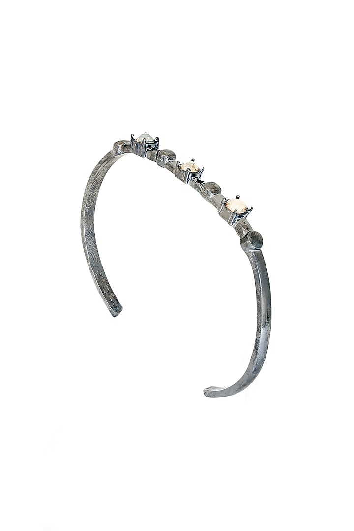 Black Rhodium Finish Gold Swarovski Stone Kada by ESME at Pernia's Pop Up Shop