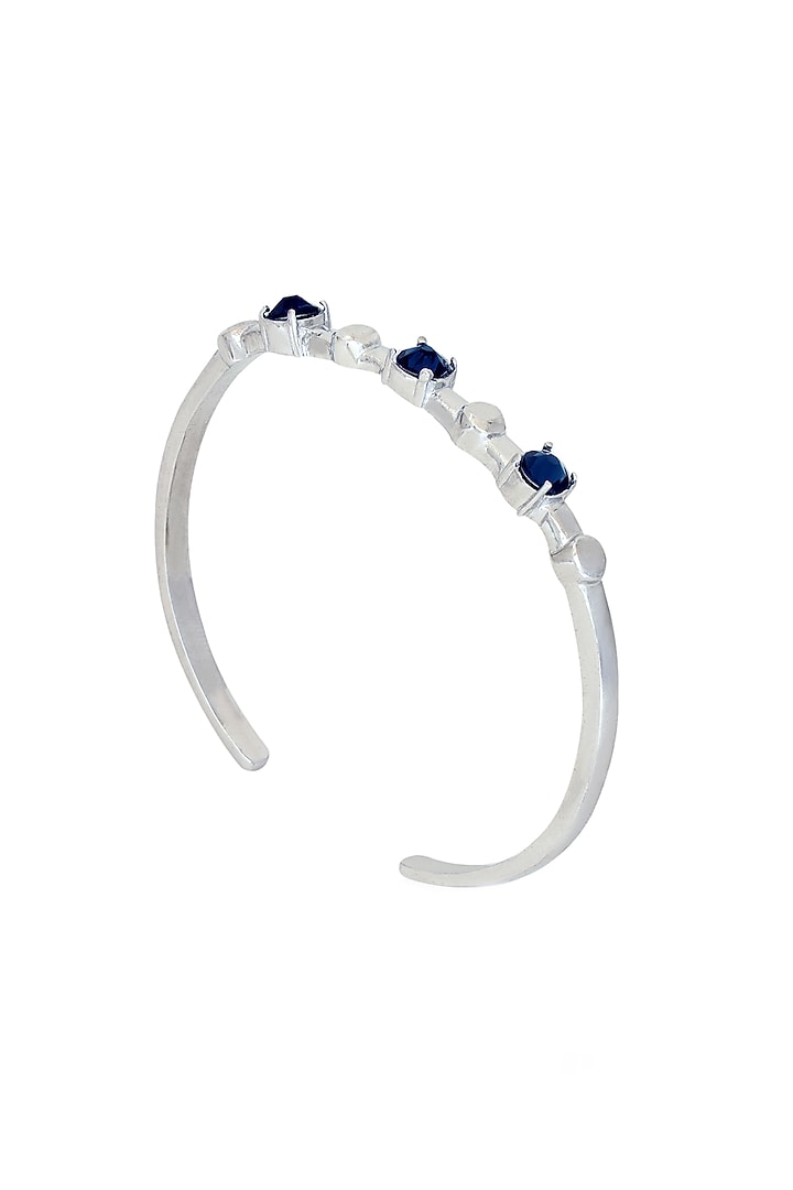 White Finish Blue Swarovski Stone Kada by ESME at Pernia's Pop Up Shop