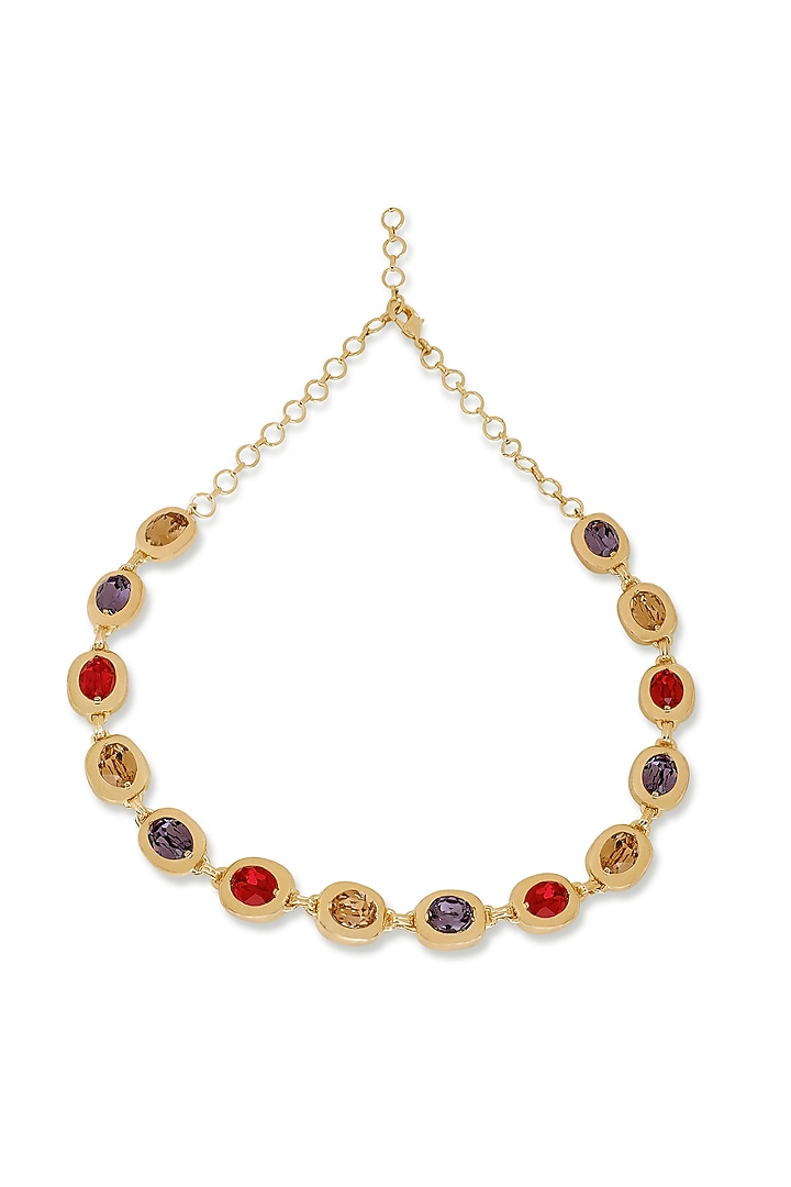 White Rhodium Finish Multi-Colored Swarovski Choker Necklace by ESME at Pernia's Pop Up Shop