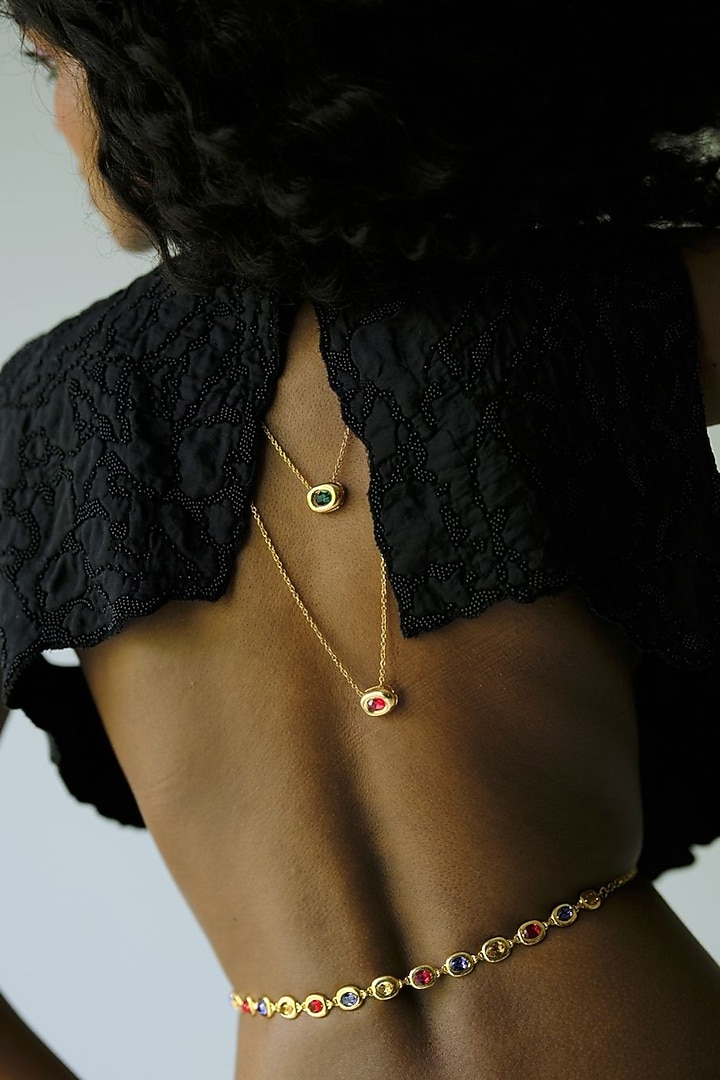 White Rhodium Finish Multi-Colored Swarovski Choker Necklace by ESME at Pernia's Pop Up Shop