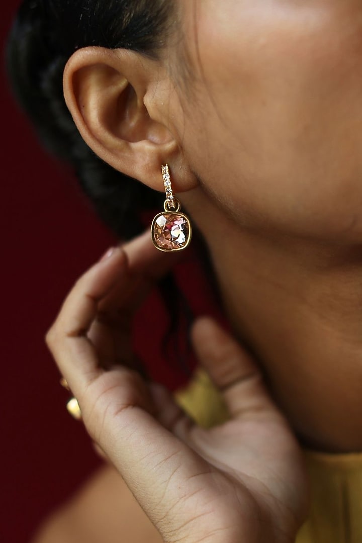 White Rhodium Finish Swarovski Dangler Earrings by ESME at Pernia's Pop Up Shop