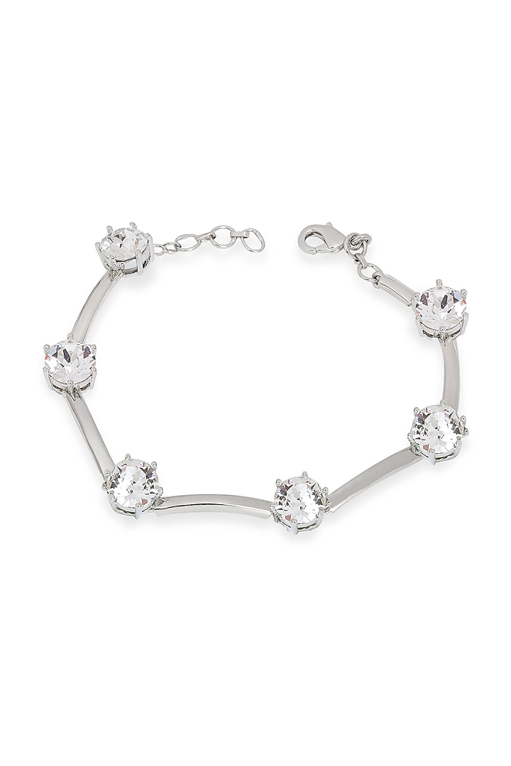 White Rhodium Finish Silver Swarovski Bracelet by ESME at Pernia's Pop Up Shop