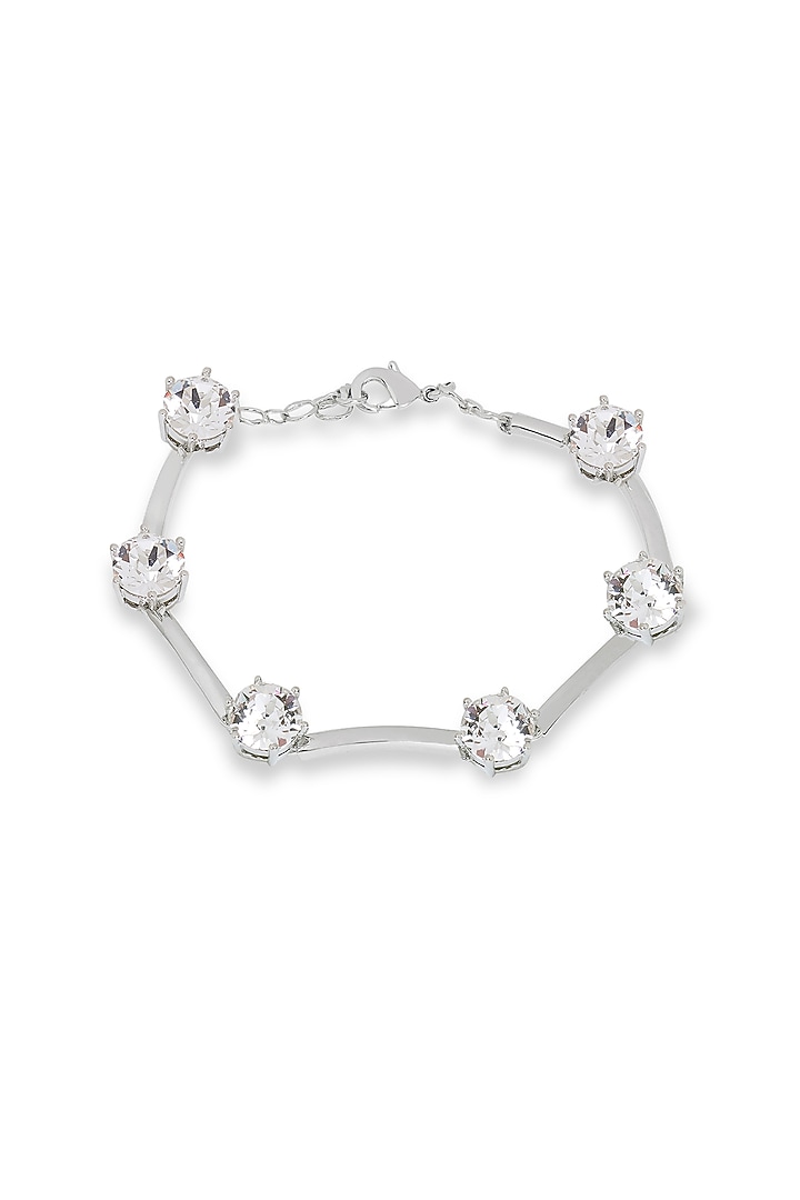 White Rhodium Finish Silver Swarovski Bracelet by ESME at Pernia's Pop Up Shop