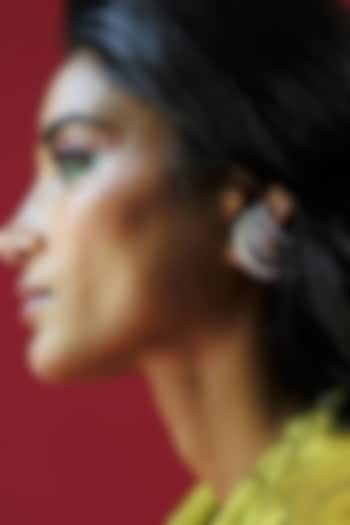 White Rhodium Finish Silver Swarovski Hoop Earrings by ESME at Pernia's Pop Up Shop