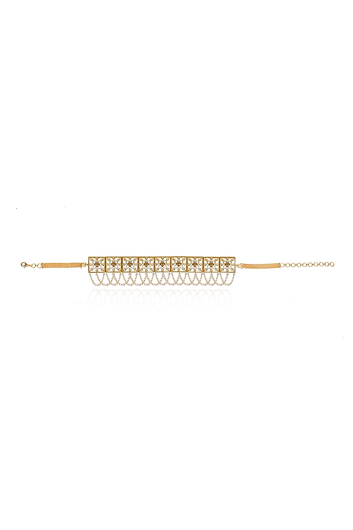 White Rhodium Finish Yellow Gold Swarovski Choker Necklace by ESME at Pernia's Pop Up Shop