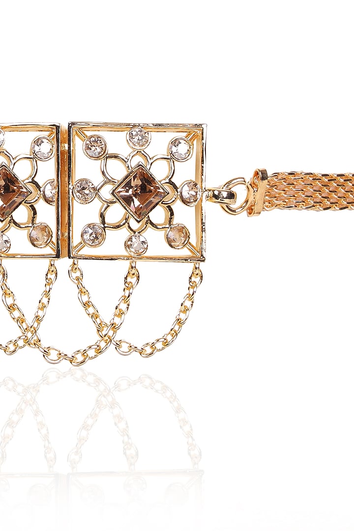 White Rhodium Finish Yellow Gold Swarovski Choker Necklace by ESME at Pernia's Pop Up Shop