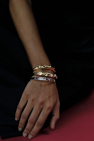 White Rhodium Finish Gold Swarovski Crystal Bracelet by ESME