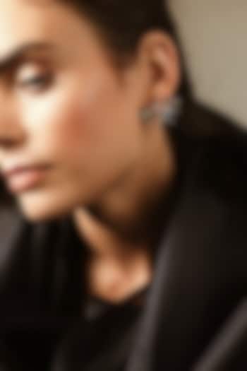 White Rhodium Finish Pink & White Swarovski Crystal Stud Earrings by ESME at Pernia's Pop Up Shop