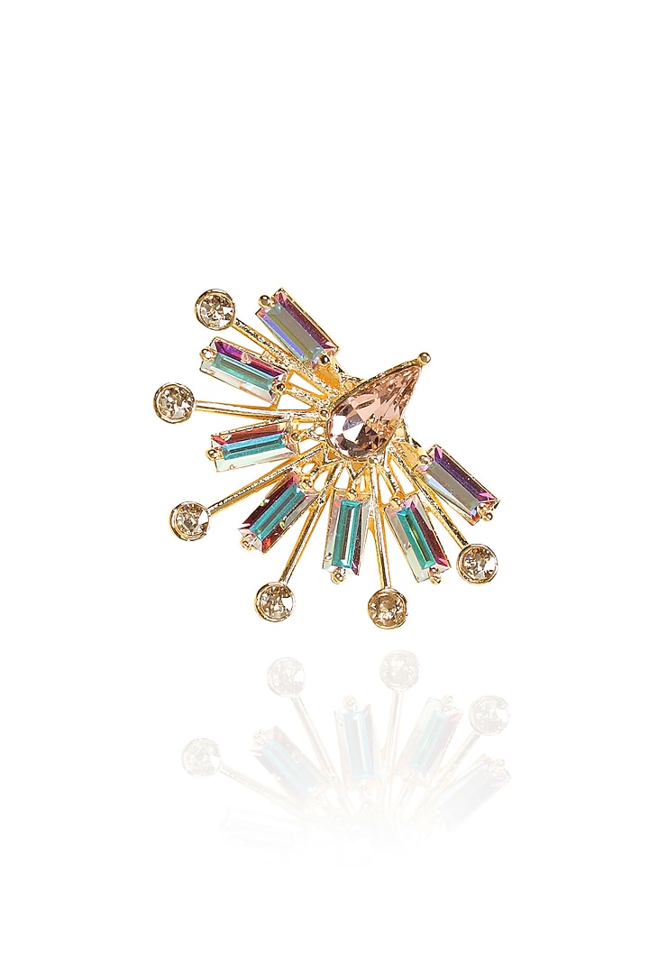 White Rhodium Finish Pink & White Swarovski Crystal Stud Earrings by ESME at Pernia's Pop Up Shop