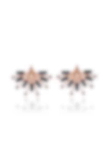 White Rhodium Finish Rose Gold Swarovski Crystal Stud Earrings by ESME at Pernia's Pop Up Shop
