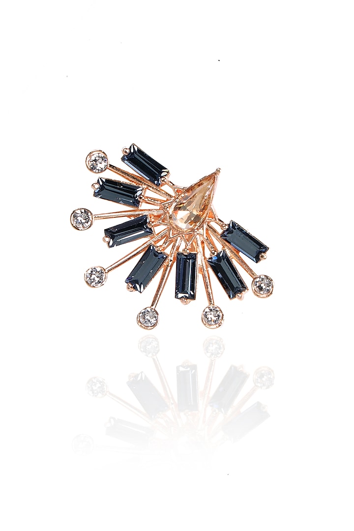 White Rhodium Finish Rose Gold Swarovski Crystal Stud Earrings by ESME at Pernia's Pop Up Shop