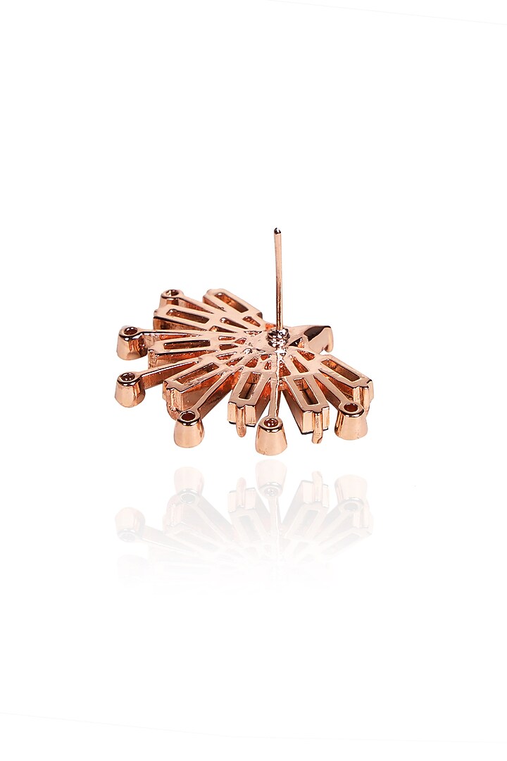 White Rhodium Finish Rose Gold Swarovski Crystal Stud Earrings by ESME at Pernia's Pop Up Shop