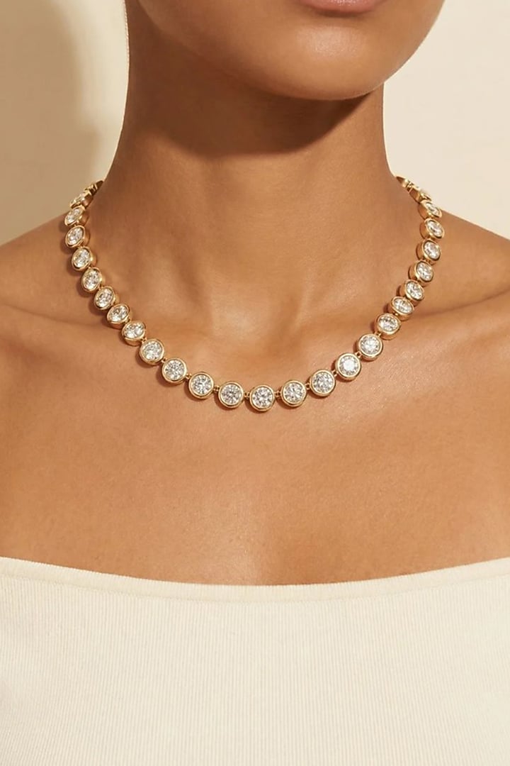 Gold Plated White Swarovski Crystal Necklace by ESME at Pernia's Pop Up Shop