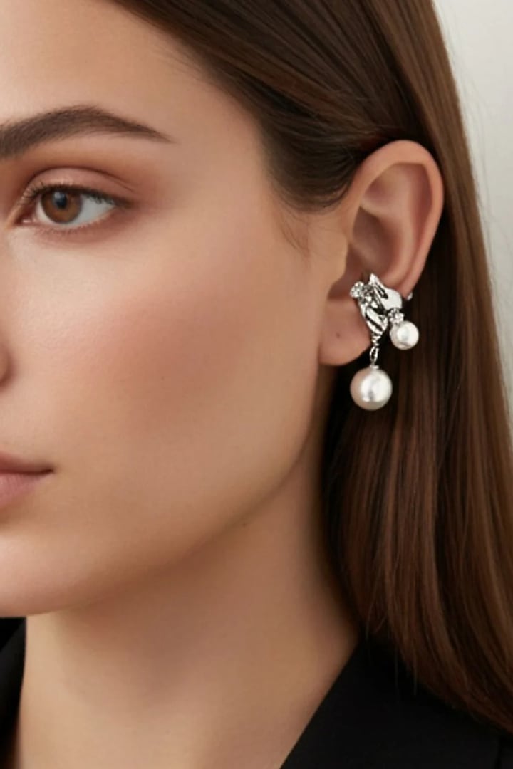 Gold Plated Swarovski & Pearl Earcuff by ESME at Pernia's Pop Up Shop