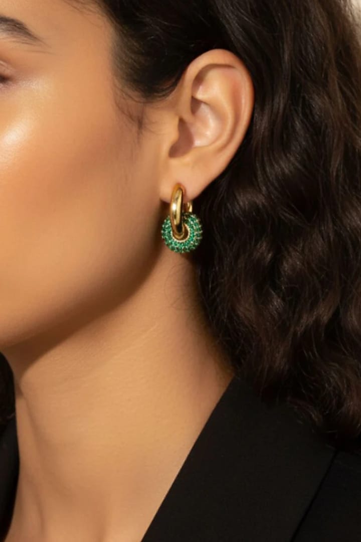 Gold Plated Swarovski Hoop Earrings by ESME at Pernia's Pop Up Shop