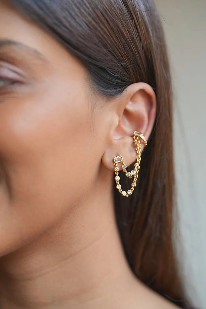 Gold Plated Swarovski Chain Link Cuff by ESME at Pernia's Pop Up Shop