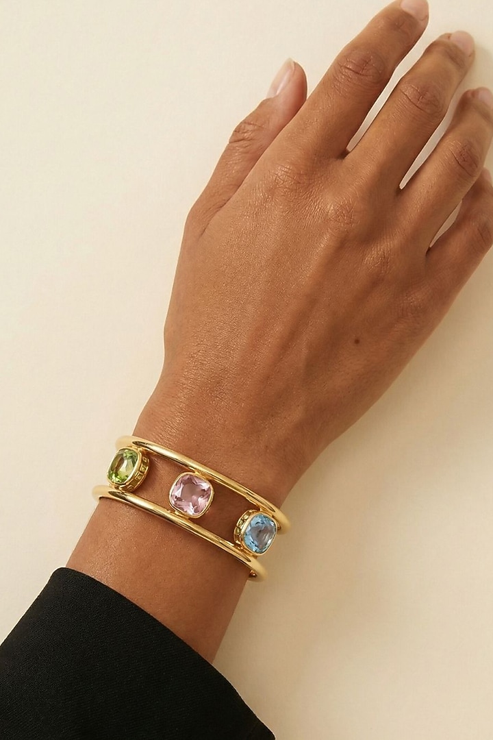 Gold Plated Multi-Colored Swarovski Adjustable Bracelet by ESME at Pernia's Pop Up Shop