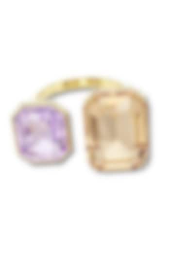 Gold Plated Lilac Swarovski Adjustable Ring by ESME at Pernia's Pop Up Shop