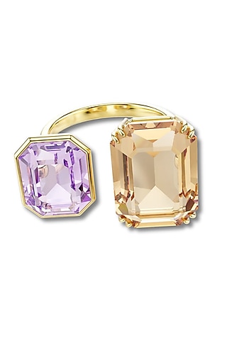 Gold Plated Lilac Swarovski Adjustable Ring by ESME
