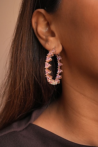 Gold Plated Champagne Swarovski Hoop Earrings by ESME