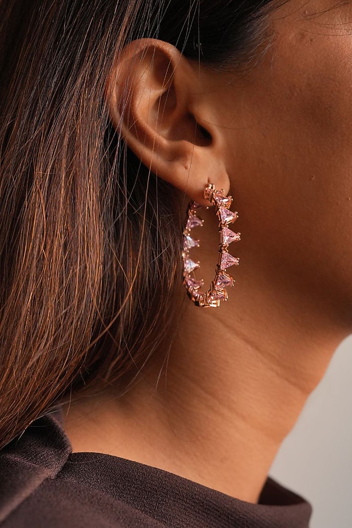 Gold Plated Champagne Swarovski Hoop Earrings by ESME at Pernia's Pop Up Shop