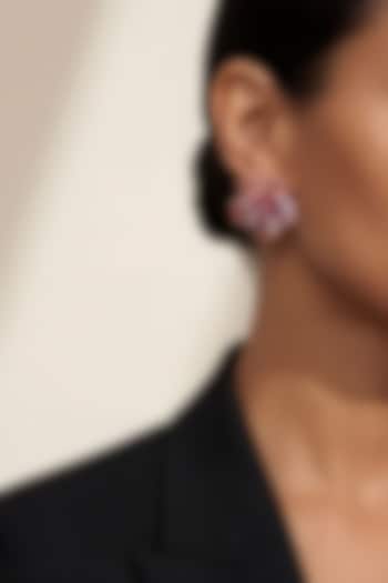 Gold Plated Pink Swarovski Crystal Stud Earrings by ESME at Pernia's Pop Up Shop