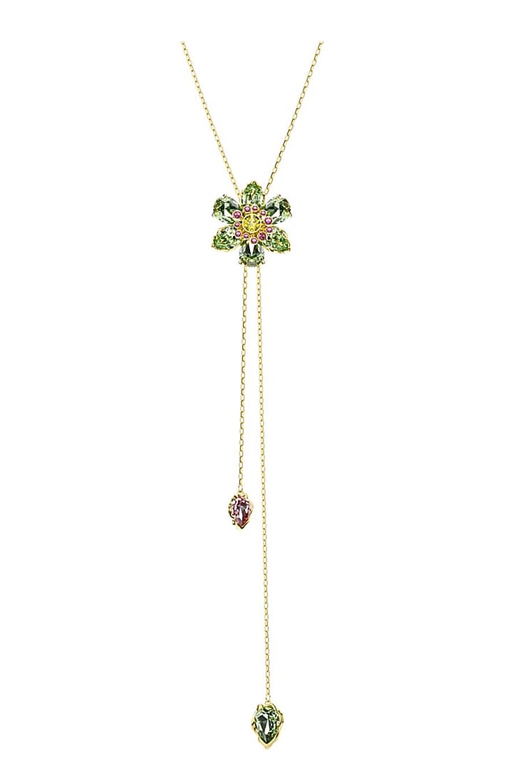 Gold Plated Green Swarovski Pendant Necklace by ESME at Pernia's Pop Up Shop
