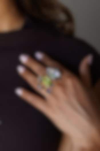 Gold Plated Multi-Colored Swarovski Adjustable Ring by ESME at Pernia's Pop Up Shop