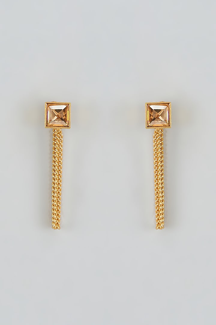 Gold Finish Swarovski Velvet Veil Dangler Earrings by ESME at Pernia's Pop Up Shop