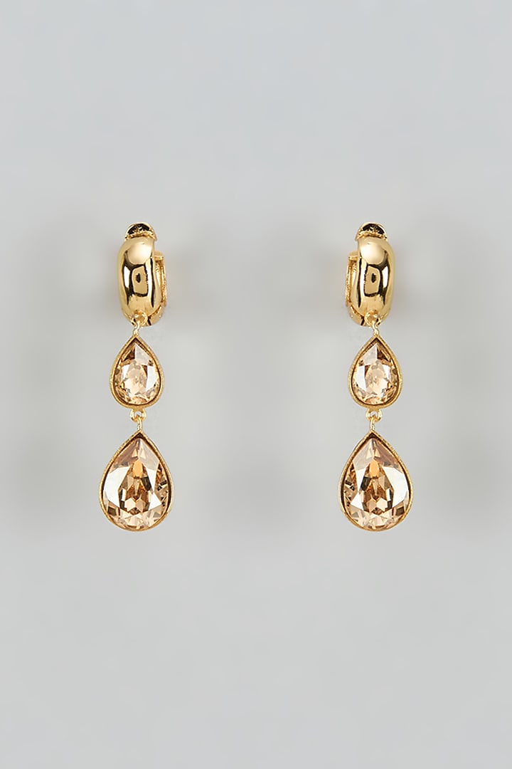 Gold Finish Swarovski Forever Yours Dangler Earrings by ESME at Pernia's Pop Up Shop