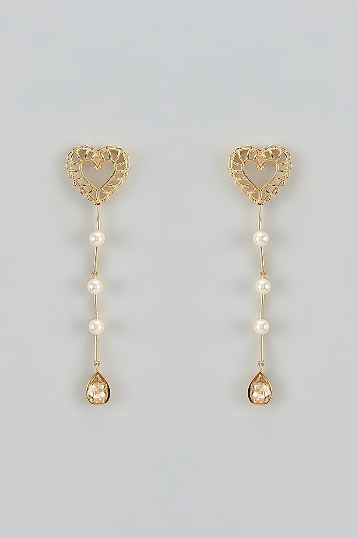 Gold Finish Swarovski Sweet Serenade Dangler Earrings by ESME