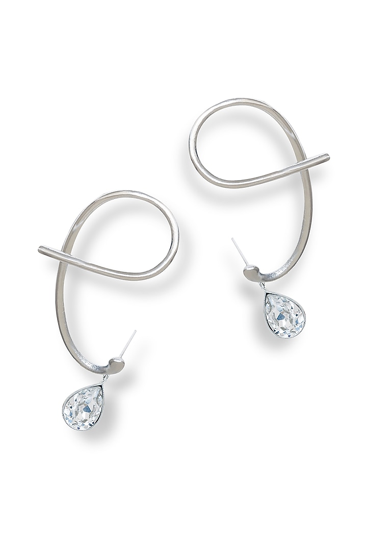 White Rhodium Finish Silver Swarovski Earcuffs (Set Of 2) by ESME at Pernia's Pop Up Shop